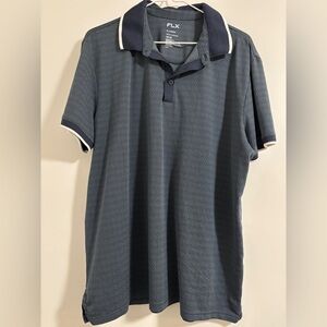 FLX Men's Classic Blue Polo Shirt XL Golf Lightweight Geometric Casual